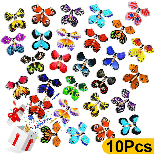 10pcs Magic Flying Butterfly Wind Up Butterfly Fairy Flying Toys